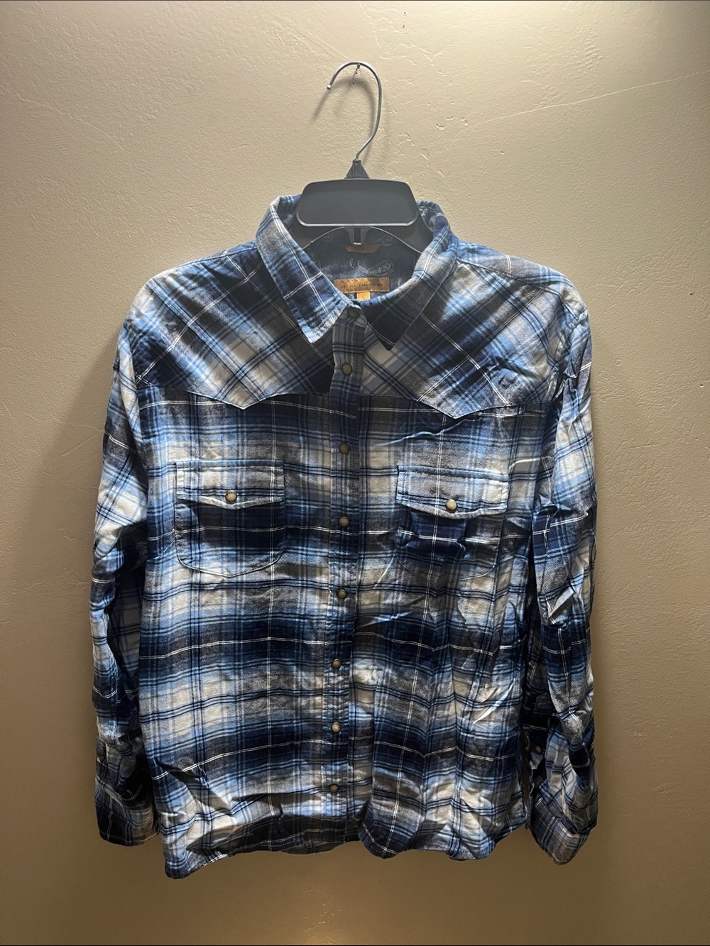Blue Plaid Button-Up Shirt
